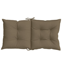 Coussins de chaise à dossier bas lot de 4 taupe mélangé tissu