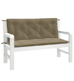 Coussins de banc de jardin lot de 2 taupe mélangé tissu