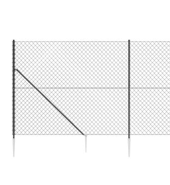 Clôture à mailles losangées avec ancrage anthracite 1,4x10 m