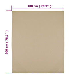 Draps-housses Jersey 2 pcs Taupe 180x200 cm Coton