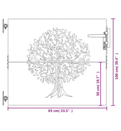 Portail de jardin 85x100 cm acier corten conception de l'arbre