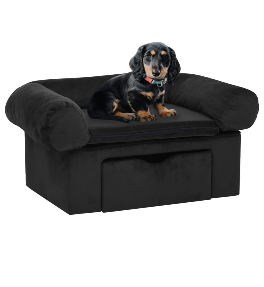 Canapé pour chien avec tiroir Noir 75x50x38 cm Peluche