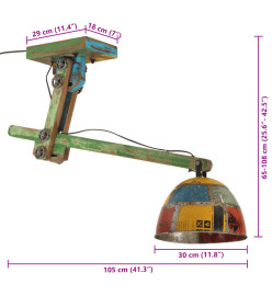 Plafonnier 25 W multicolore 105x30x65-108cm E27