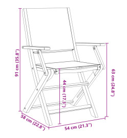 Chaises de jardin pliantes lot de 8 taupe tissu et bois massif
