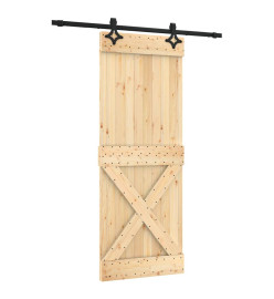 Porte coulissante et kit de quincaillerie 80x210 cm pin massif