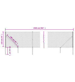 Clôture à mailles losangées avec ancrage anthracite 1,1x25 m