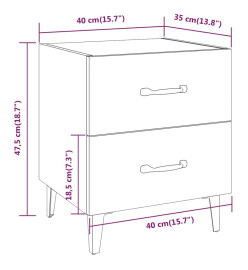 Table de chevet Chêne fumé 40x35x47,5 cm