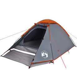 Tente de camping à dôme 4 personnes gris et orange imperméable