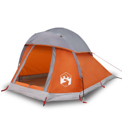 Tente de camping à dôme 1 personne gris et orange imperméable