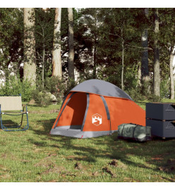 Tente de camping à dôme 1 personne gris et orange imperméable