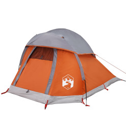 Tente de camping à dôme 1 personne gris et orange imperméable