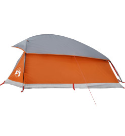 Tente de camping à dôme 1 personne gris et orange imperméable