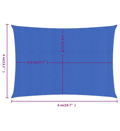 Voile d'ombrage 160 g/m² rectangulaire bleu 4x6 m PEHD