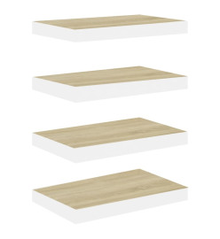 Étagères flottantes 4 pcs Chêne et blanc 50x23x3,8 cm MDF