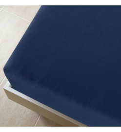 Draps-housses Jersey 2 pcs Bleu marine 180x200 cm Coton