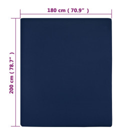 Draps-housses Jersey 2 pcs Bleu marine 180x200 cm Coton