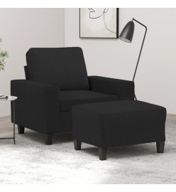 Fauteuil avec repose-pied Noir 60 cm Tissu