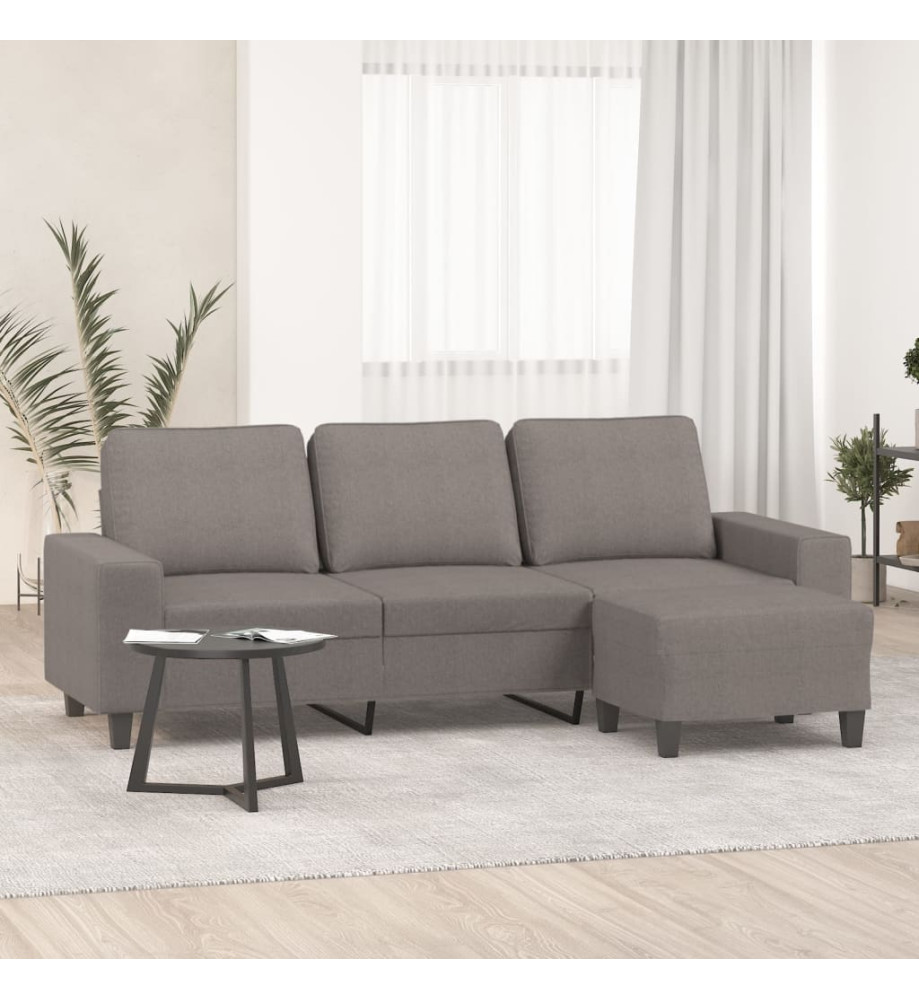 Canapé à 3 places avec repose-pieds Taupe 180 cm Tissu