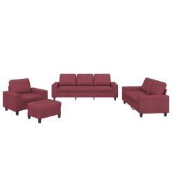 Ensemble de canapés 4 pcs rouge bordeaux tissu