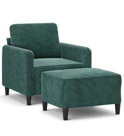 Fauteuil avec repose-pied Vert foncé 60 cm Velours