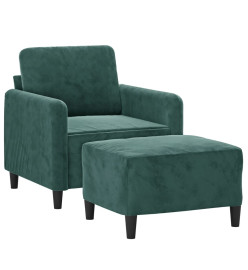 Fauteuil avec repose-pied Vert foncé 60 cm Velours