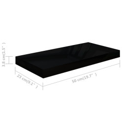 Étagère murale flottante 4 pcs Noir brillant 50x23x3,8 cm MDF