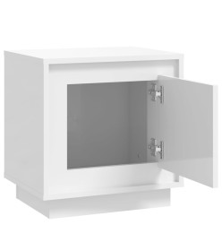 Tables de chevet 2pcs blanc brillant 44x35x45cm bois ingénierie