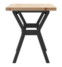 Table basse cadre en Y 90x40x45,5cm bois de pin massif et fonte