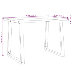 Ensemble à manger 3 pcs avec bord vivant bois massif d'acacia