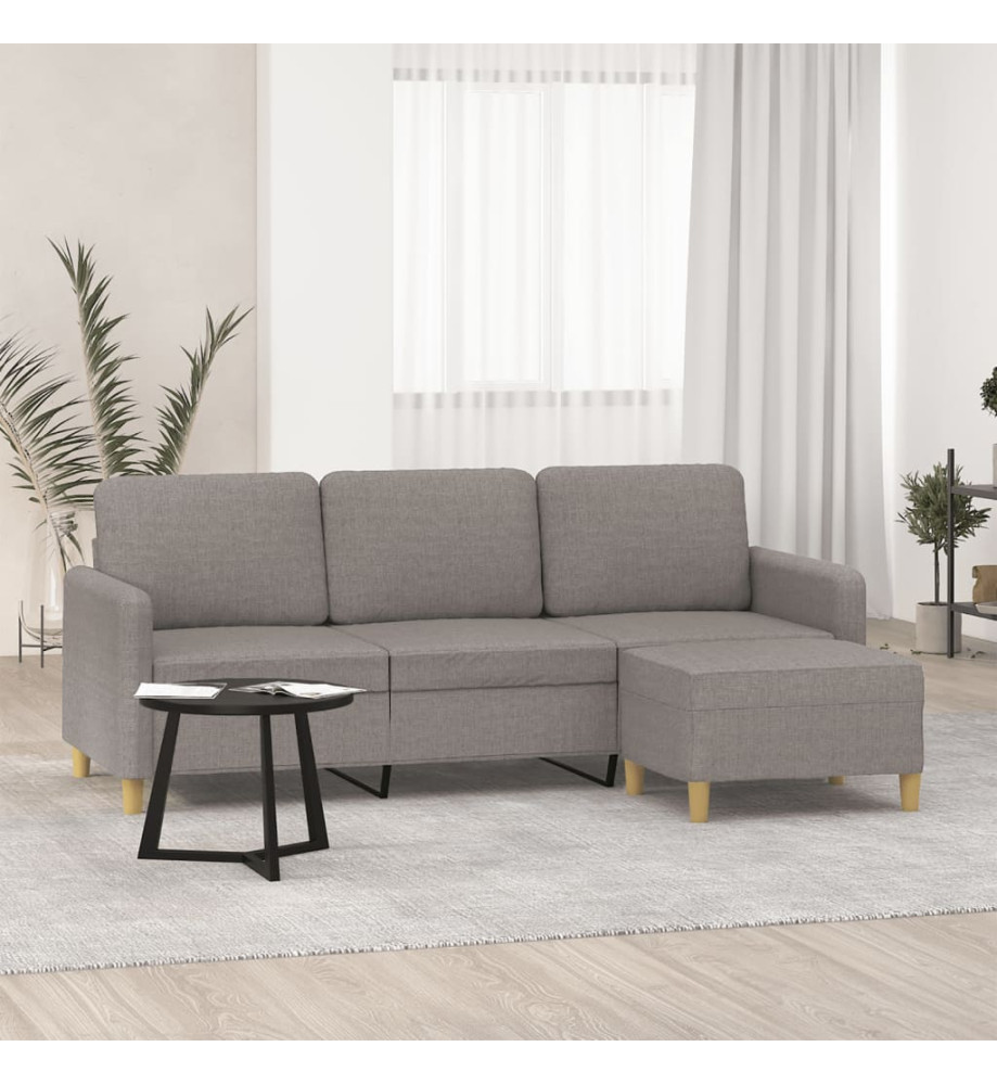 Canapé à 3 places avec repose-pieds Taupe 180 cm Tissu