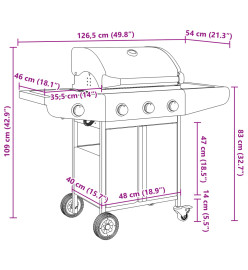 Barbecue gril à gaz avec 4 brûleurs argenté acier inoxydable