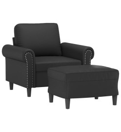 Fauteuil avec repose-pied Noir 60 cm Similicuir