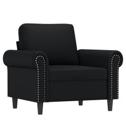 Fauteuil avec repose-pied Noir 60 cm Similicuir