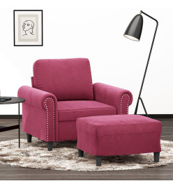 Fauteuil avec repose-pied Rouge bordeaux 60 cm Velours