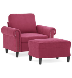 Fauteuil avec repose-pied Rouge bordeaux 60 cm Velours