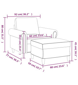 Fauteuil avec repose-pied Rouge bordeaux 60 cm Velours