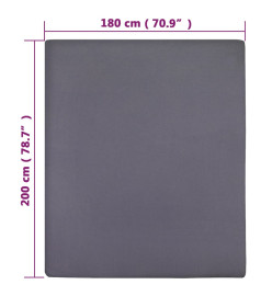 Drap-housse Jersey Anthracite 180x200 cm Coton