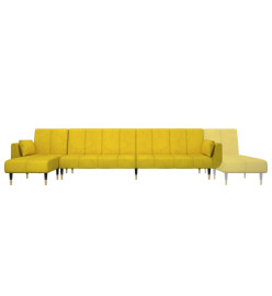 Canapé-lit en forme de L jaune 275x140x70 cm velours