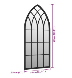 Miroir de jardin Noir 70x30 cm Fer pour utilisation extérieure