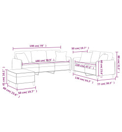 Ensemble de canapés 3 pcs coussins gris clair tissu