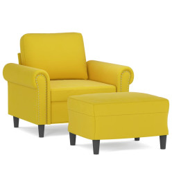 Fauteuil avec repose-pied jaune 60 cm velours