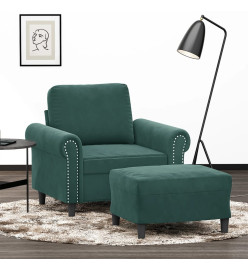 Fauteuil avec repose-pied Vert foncé 60 cm Velours