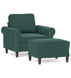 Fauteuil avec repose-pied Vert foncé 60 cm Velours