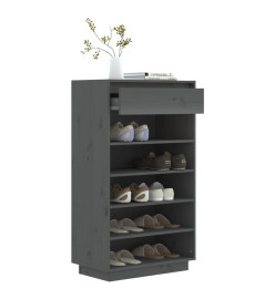 Armoire à chaussures Gris 60x34x105 cm Bois de pin massif