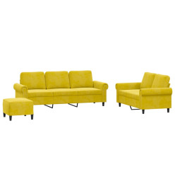 Ensemble de canapés 3 pcs avec coussins Jaune Velours