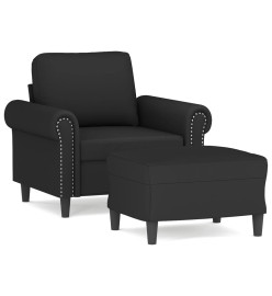 Fauteuil avec repose-pied Noir 60 cm Velours