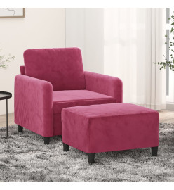 Fauteuil avec repose-pied Rouge bordeaux 60 cm Velours