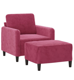 Fauteuil avec repose-pied Rouge bordeaux 60 cm Velours