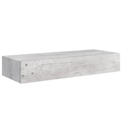 Étagère à tiroir murale Gris béton 60x23,5x10 cm MDF