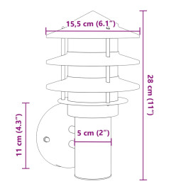 Appliques murales d'extérieur 2pcs argenté acier inoxydable